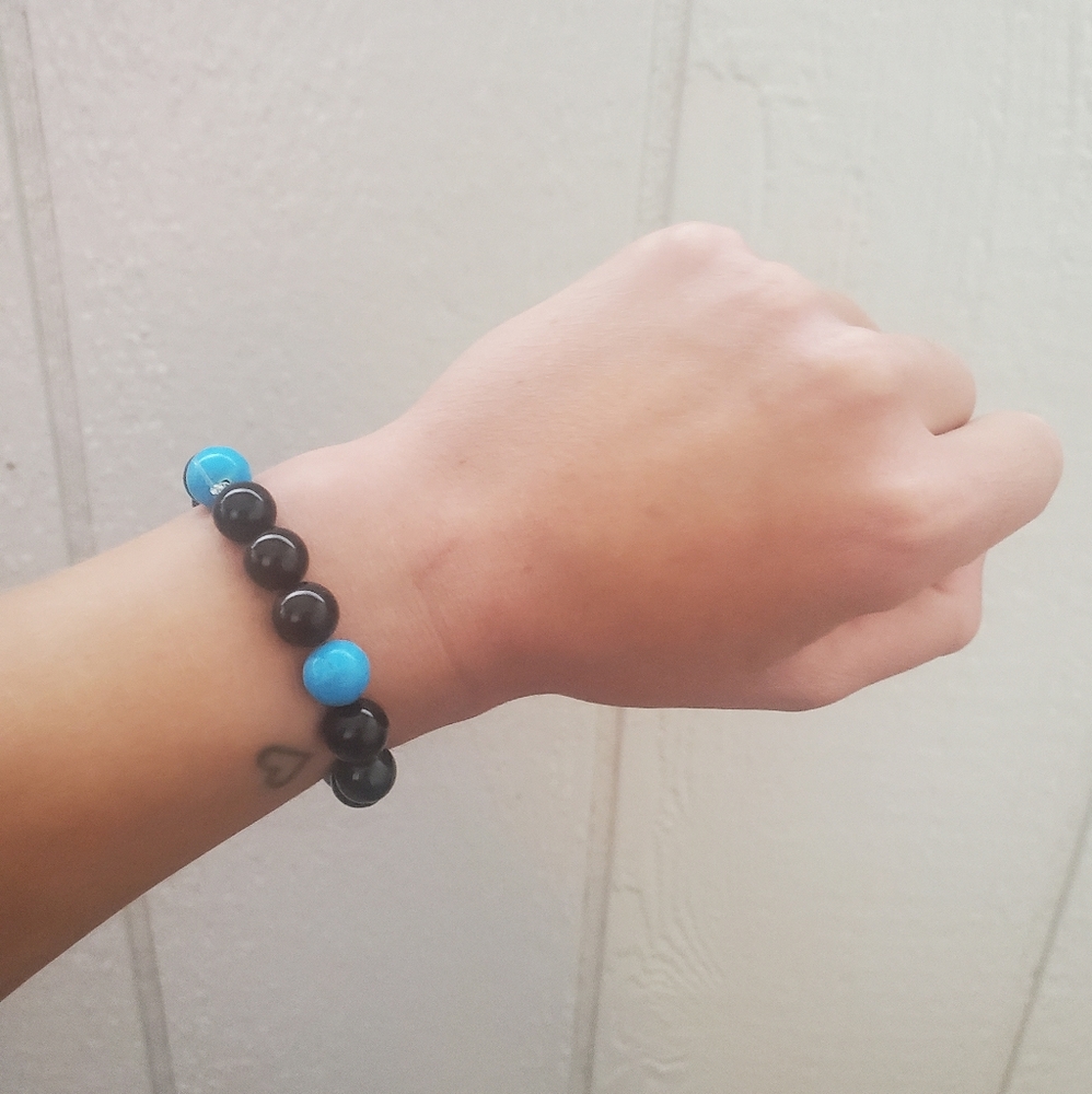 Onxy and Turquoise Beaded Bracelet